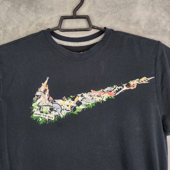 Men's Black Nike Dri-Fit Shirt Graphic Swoosh Short Sleeve Crew Neck Size L - Picture 5 of 11